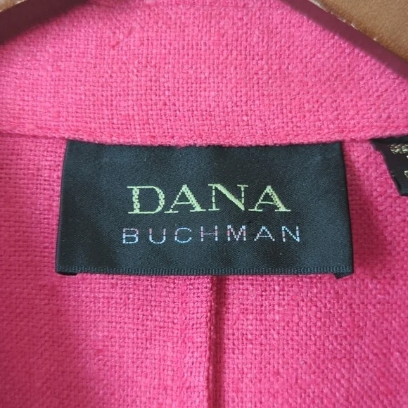 Dana Buchman 90's Vintage Lightweight Linen Collared Button Up Shacket Pink 10 - Picture 6 of 14